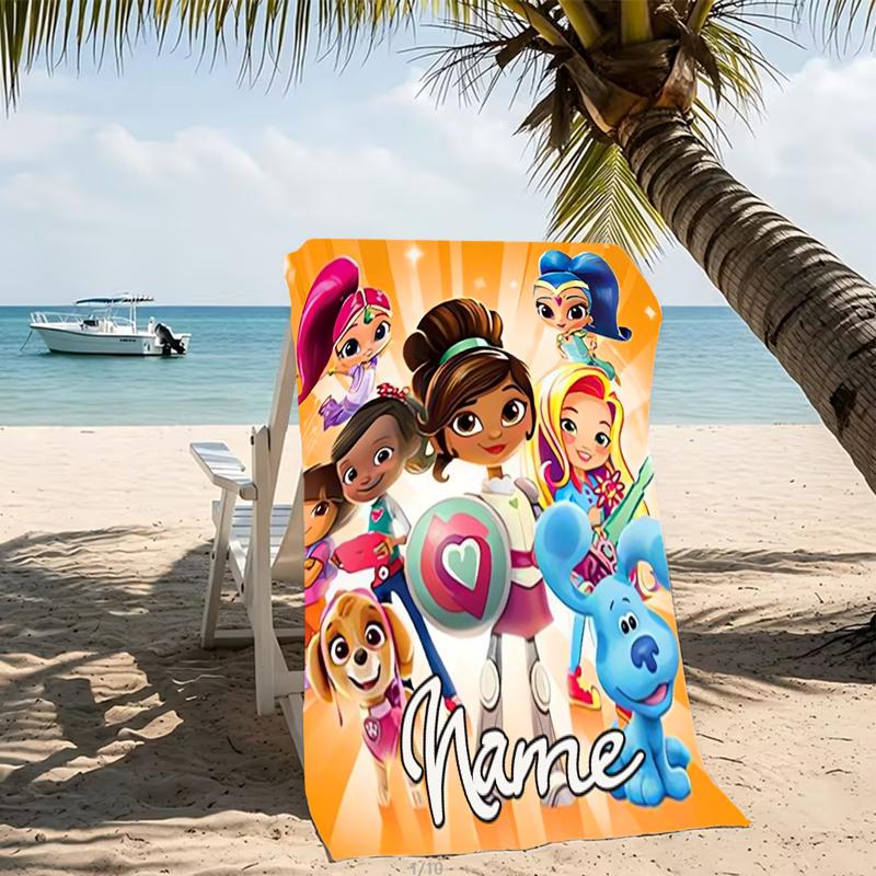Customizable personalized beach towels Nella the Princess Knight themed designs.Suitable for the beach, yoga, sports;ideal as beach accessories