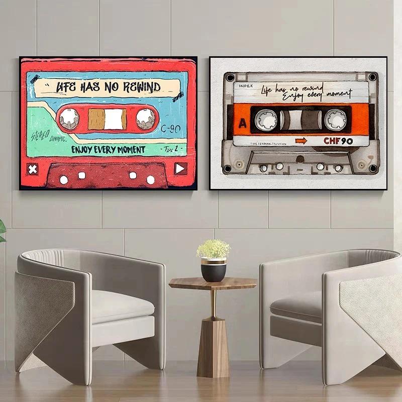 Funny Colourful Transparent Tape Cassette DJ Music Poster and Prints Canvas Printing Wall Art Picture for Living Room Home Decor