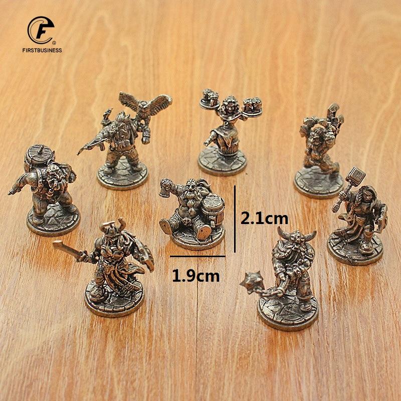 Vintage White Brass Miniature Dwarf Warrior Statue Desktop Board Game Warrior Model Toy Boys Desk Decorative Ornament Craft Gift