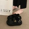 2025 summer new Velcro cloth slippers women's platform versatile fashion casual beach sandals