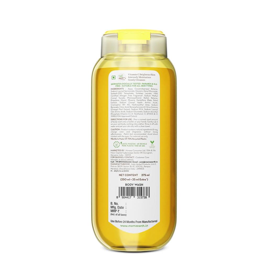 Mamaearth Vitamin C Moisturizing Body Wash 275ml Pack of 1 for Radiant Glow Hydrated Skin Lemon Scent
