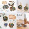 DIY Mosaic Tiles Crafts Kits for Adults, Mixed Stained Glass Mosaic Kit with 2 Sets Wooden Coaster Making Materials Package,Mosaic Adult Crafts for