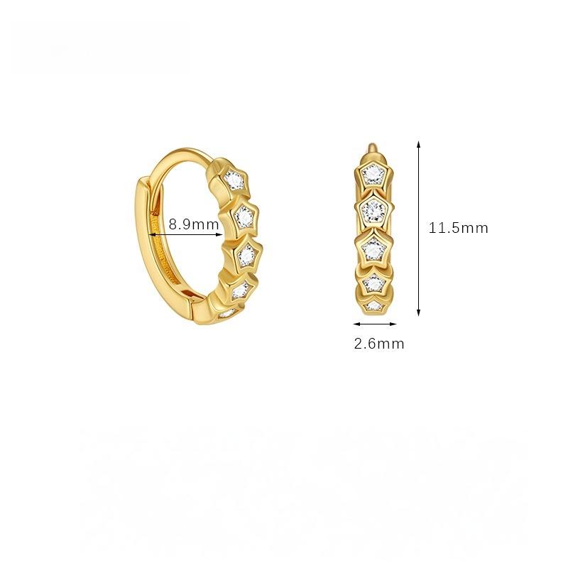 925 Sterling Silver Star Zircon Hoop Earrings for Women, Minimalist Shiny Cubic Zirconia Huggie Earrings Fashion Jewelry Gift