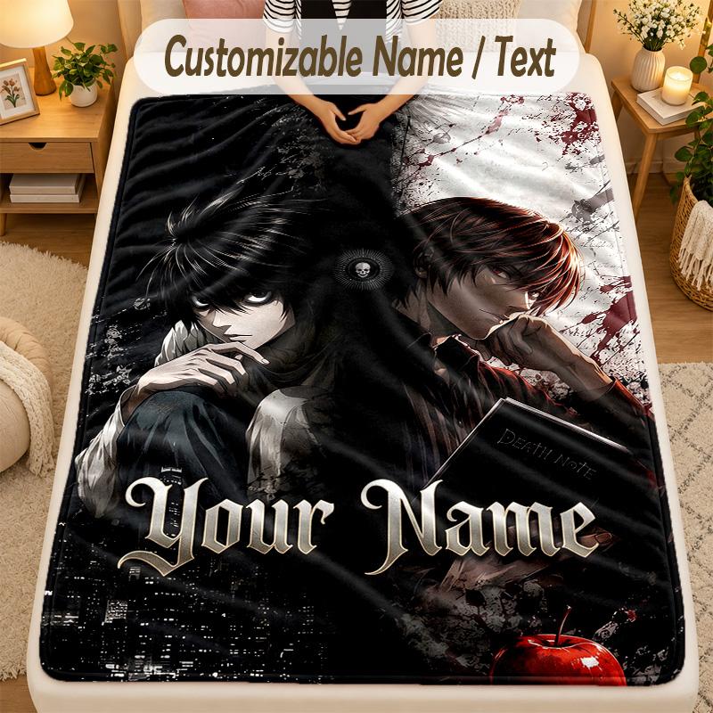 Flannel BlanketDeath Note Custom Name Text Personalized Soft Warm Throw Blanket Home Decor Gift