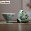 80ml Borneol Glaze Cone Ceramic Tea Cup Creative Pure Hand-painted Hat Teacup Can Raise Single Cup Kung Fu Tea Master Cup Gifts