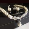 Creatieve Gouden Ketting + 1 Paar Oorbellen Bruiloft Bruids Parel Sieraden Set Voor Vrouwen Dame Vrouwelijk