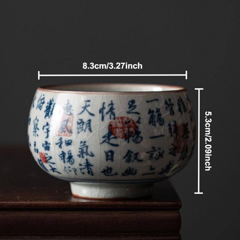 Antique Blue and White Porcelain Teacup Ceramic Master Cup Tea Bowl Mugs Chinese Kung Fu Gongfu Teaware Set Household Drinkware