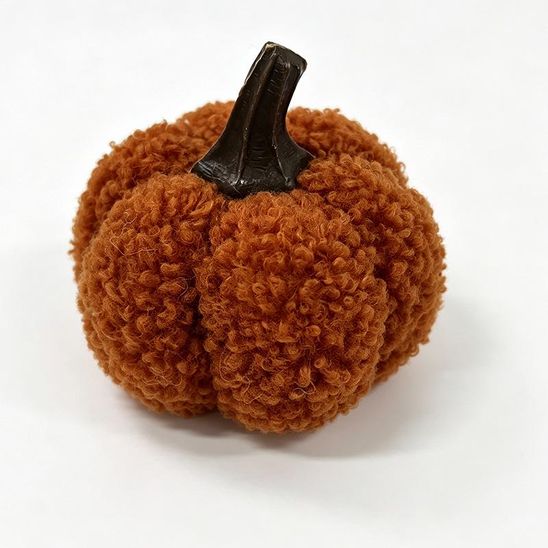 Cross-border Plush Pumpkin Halloween Ornament - Teddy Velvet Lamb Wool Decor.