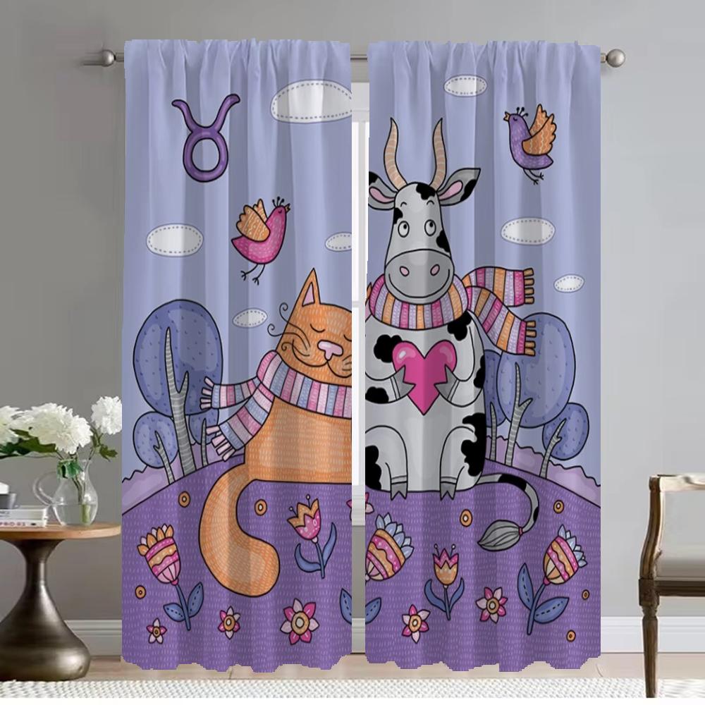 

Light Blocking Living Room Curtains Camera Colorful Cats Halloween Decoration Kitchen Shades Curtain Home Set Of 2 Modern Made Polyester Washable W100*H130(CM)-Grommet top&2PCS