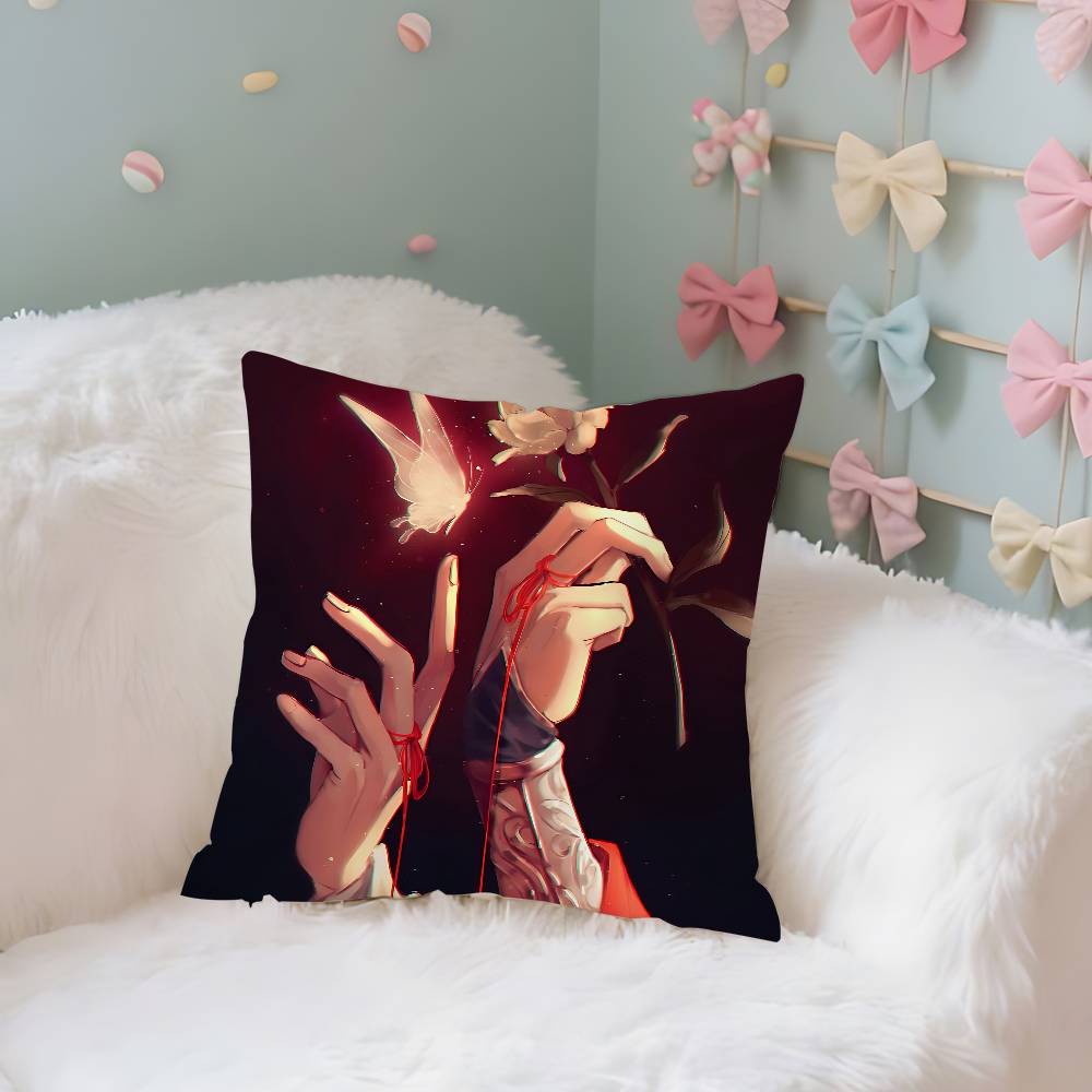 HHeaven Officials Blessing Case Plush Fabric Soft Pillowcase Double Sided Print Cushion Cover Household Gifts