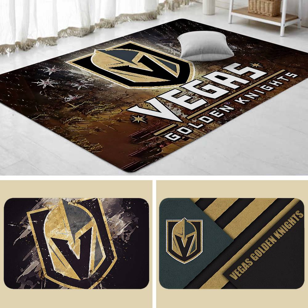 A-Hockey-Vegas-Golden Knights Emblem Floor Mats Living Room Decor Lounge Area Anti-slip Foot Mat Entrance Doormat