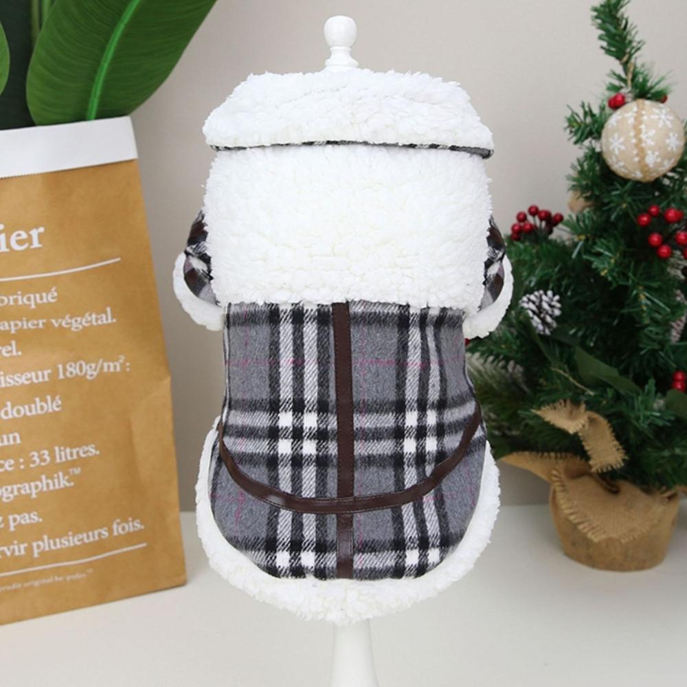 Koreanische Karo-Fleece Hunde-Winterjacke – Warmer Sherpa-Plaid-Mantel (S~XXL)