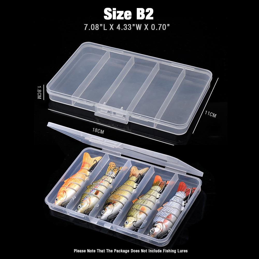 Super Sturdy 5-Compartments Fishing Tackle Storage Box 4 Sizes Portable Organizer Boxes For Fishing Hooks/Baits/Goods