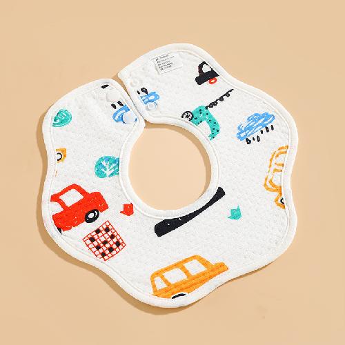 Ins Double-sided Cotton Waterproof Bib Crepe 360-degree Rotating Saliva Towel Children's Breathable Gauze Baby Bib