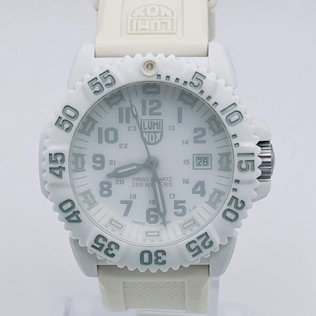Used Luminox LUMINOX 3050/3950 Navy Seal Whiteout Rubber Belt Quartz Watch White Men's