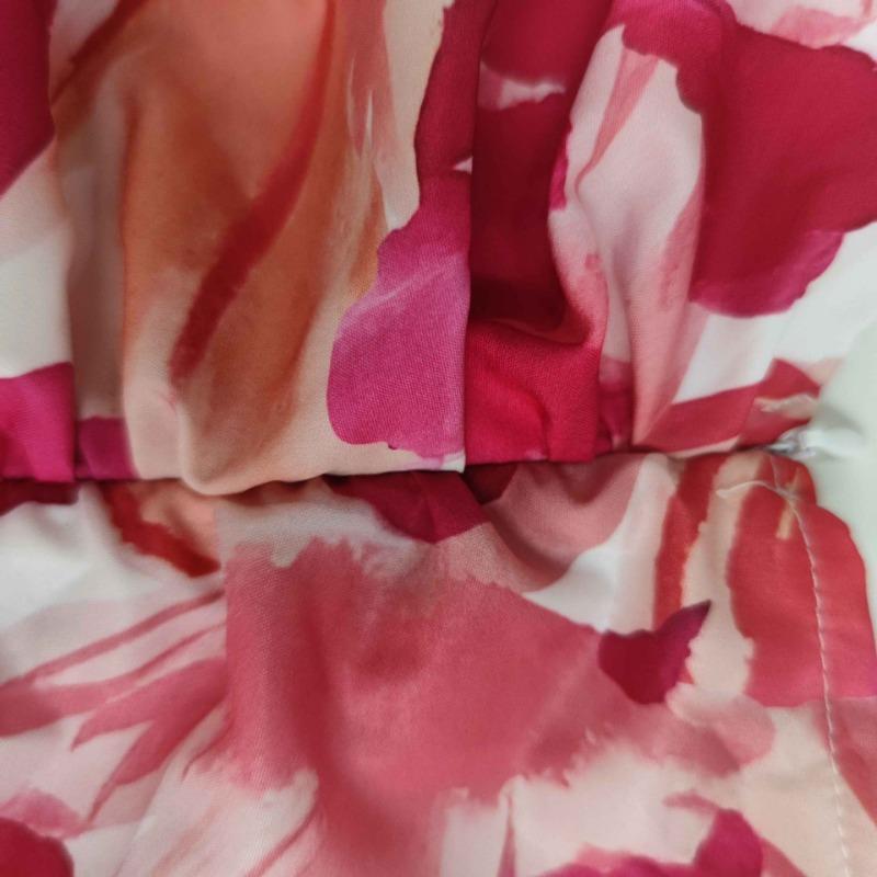 Women's Summer Commuter Printed Slant Neck Sleeveless Waist Ruffle Slim Dresses