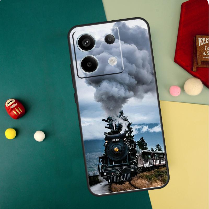 Train Steam Engine Case For Xiaomi Redmi Note 13 Pro 14 12 11 10 15 Pro Plus Redmi 15 14C 13C 10C 12C 15C Funda
