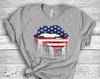 American Dripping Biting Lip Patriotic Short Sleeve Tee