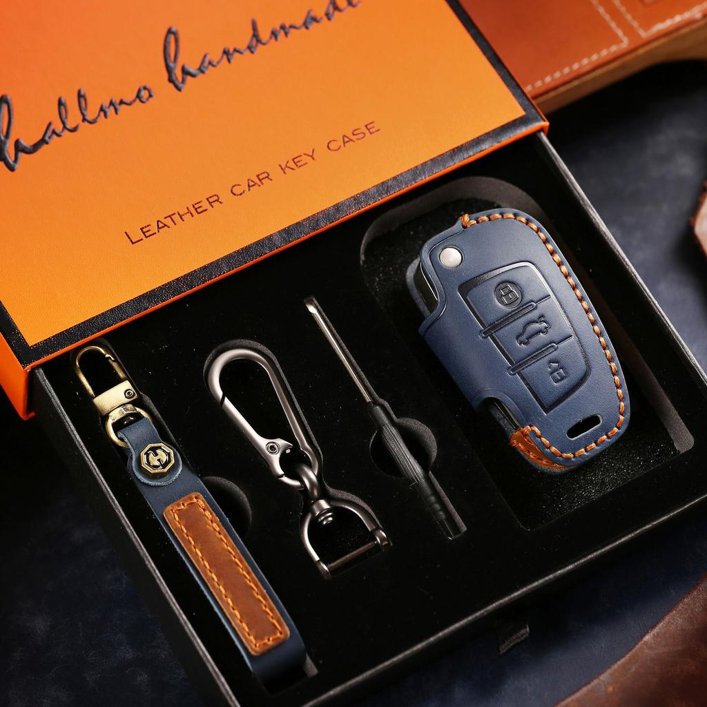 Anwendbar auf die alte Q7 Schlüsselhülle Q3 Q2L A1 A3 Auto neue Klapp-Pop-up-Echtleder-Tasche Herren