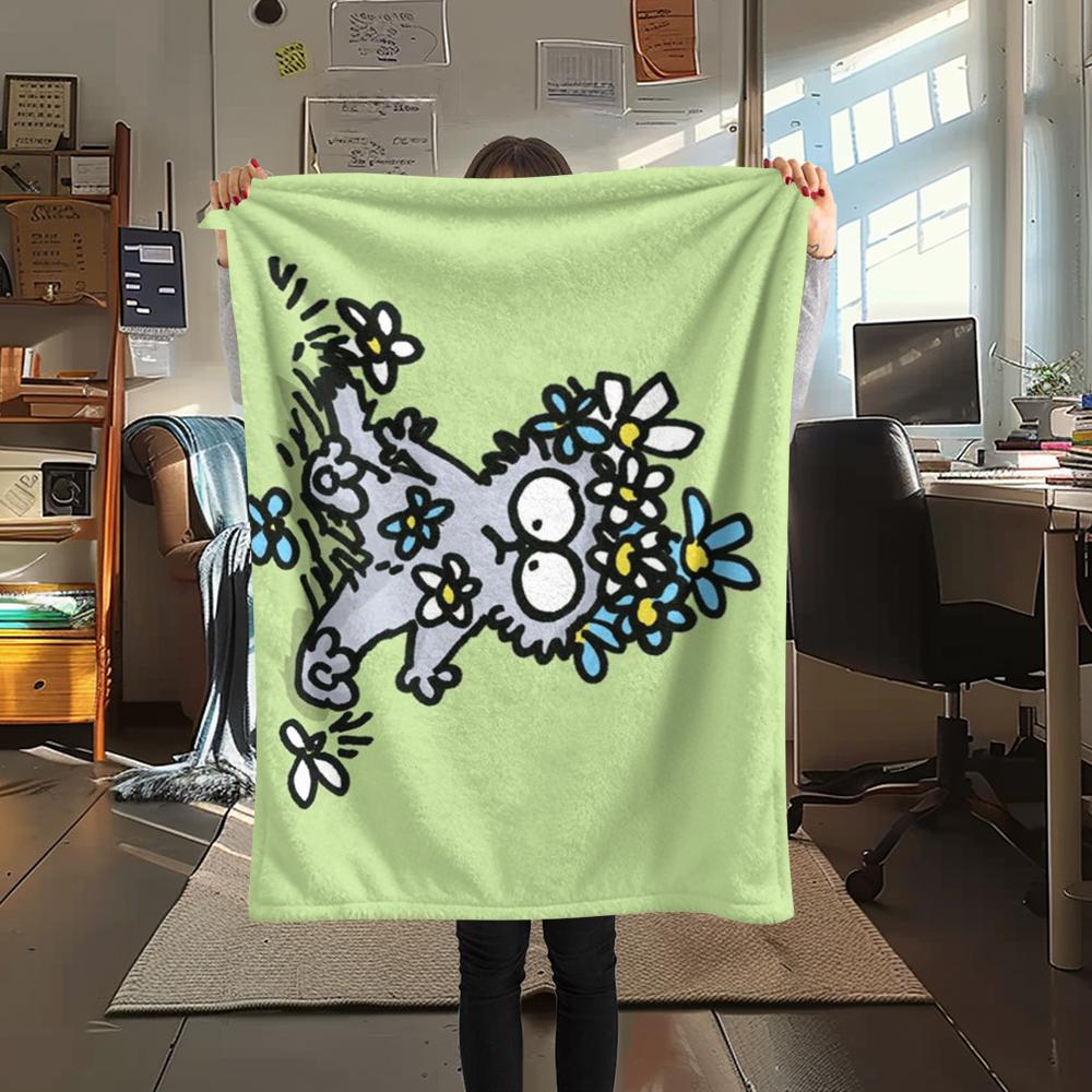 1 Pezzo Coperta in Flanella con Stampa Simon's Cat, Alta qualità Confortevole per Tutte le Stagioni, Decorazione per la Casa, Calore e Comfort, Perfetta per Regali di Natale