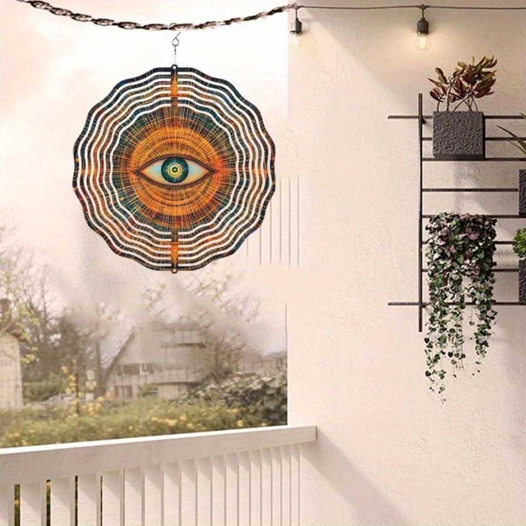 10 Inch Hanging Wind Chime with Eye Pattern 360 Degree Rotating Hook Outdoor Garden Patio Decor for Spring Summer Housewarming Gift