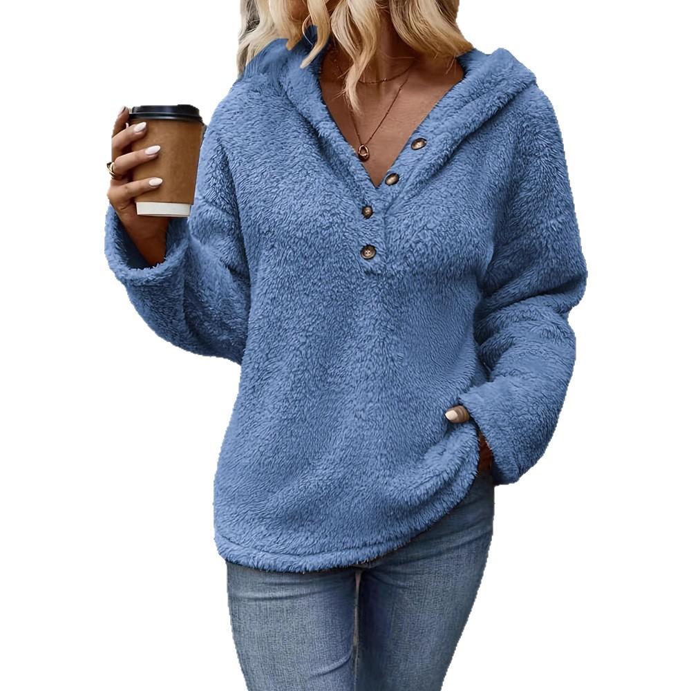 New Women's Casual Hooded Long-sleeved Pullover Pure Multi-color Women's Plush Warm Jacket