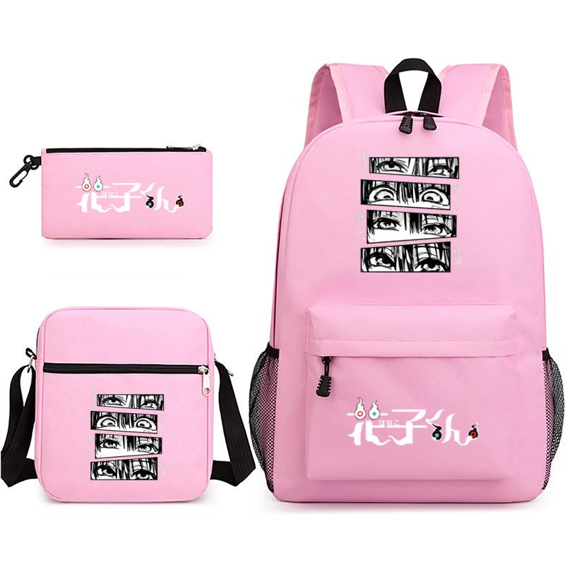 3 Piece School Backpack Set for Students Large Capacity Oxford Cloth Schoolbag with Shoulder Strap and Pencil Case