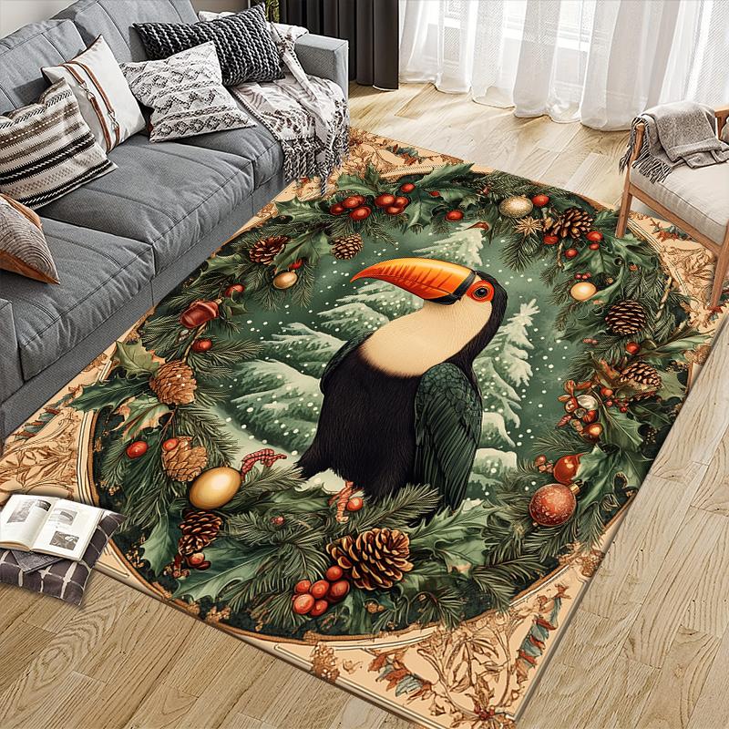 Weihnachtstiere Heim-Sofa-Dekoration für Wohnzimmer & Schlafzimmer, Rutschfeste Spiel-Flanell-Fußmatte für Spielzimmer