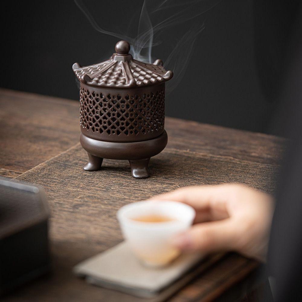 With Lid Sandalwood Agarwood Stove Retro Aromatherapy Holder Incense Burner  Yoga Studio