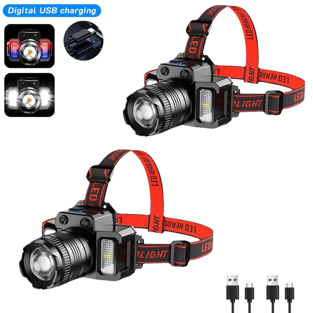 T51 Rechargeable Headlamp 2000mah Super Bright Torch Light Induction LED Headlight Waterproof Camping Mobile Power Bank Flashing
