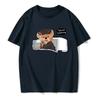 Neutraler Stil Sommer Kurzarm Niedlicher Detektiv Teddybär Musterdruck Lustige Mode Lässiges Herren- und Damen-T-Shirt