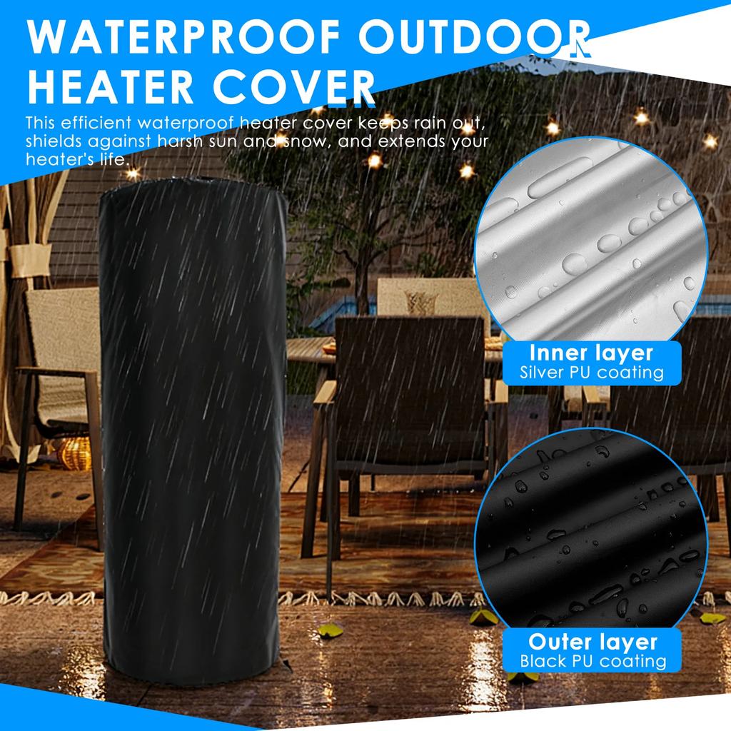 Patio Heater Cover Oxford Windproof Heater Cover Tear Resistant Waterproof Sunscreen Heater Protector for Home Outdoor Garden