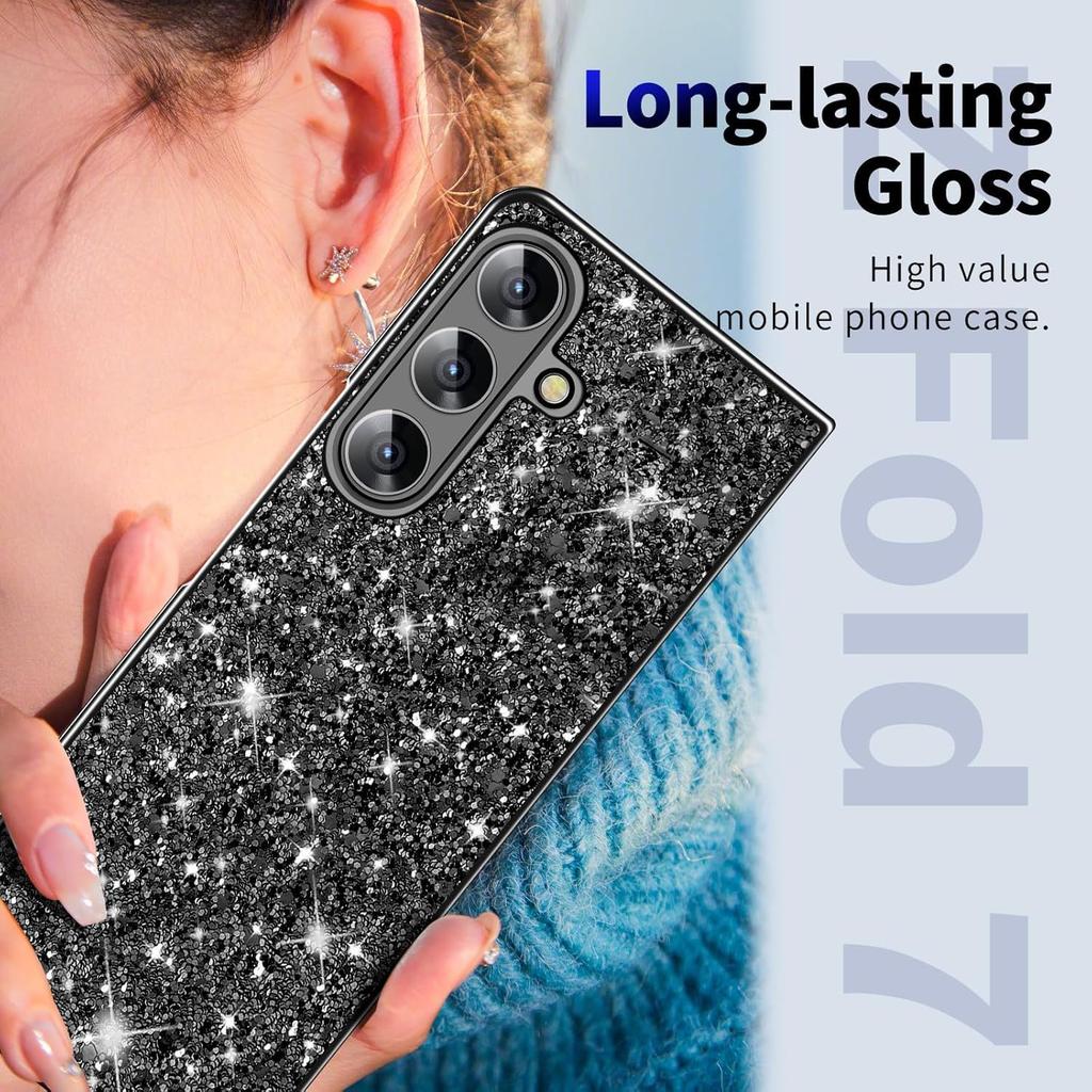 Applicable To Samsung ZFold8Ultra Glitter Sequin Mobile Phone Case Electroplating Anti-drop Flip7 Anti-drop Protective Case