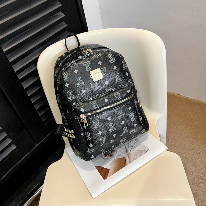 

New backpack women s retro trend fashion student bag daily commute versatile backpack casual чёрный