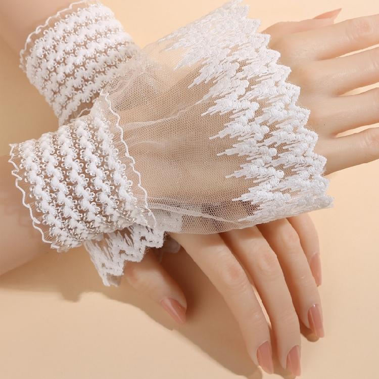 Stylish Sheer Wrist Cuffs Lace Pattern Detail Nails Photography Accessories Lightweight Fabric