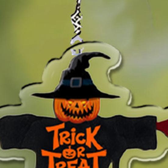 Halloween Pumpkin Ghost Ornaments for Cars 2D Acrylic Rearview Mirror Holiday-themed Decorative Pendants Pendant Keychain