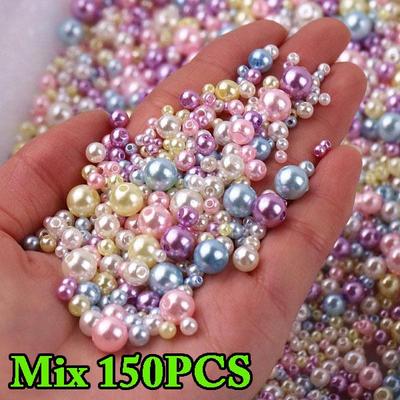 150–200 Stück bunte ABS-Imitationsperlen, Mix 3–8 mm runde Perlen mit Löchern, DIY-Armband, Charms, Halskette, Perlen für die Schmuckherstellung