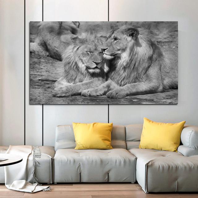 African Black Lion Leopard Animal Posters and Prints Canvas Painting Wall Pictures For Living Room Interior Cuadros Home Decor No Frame