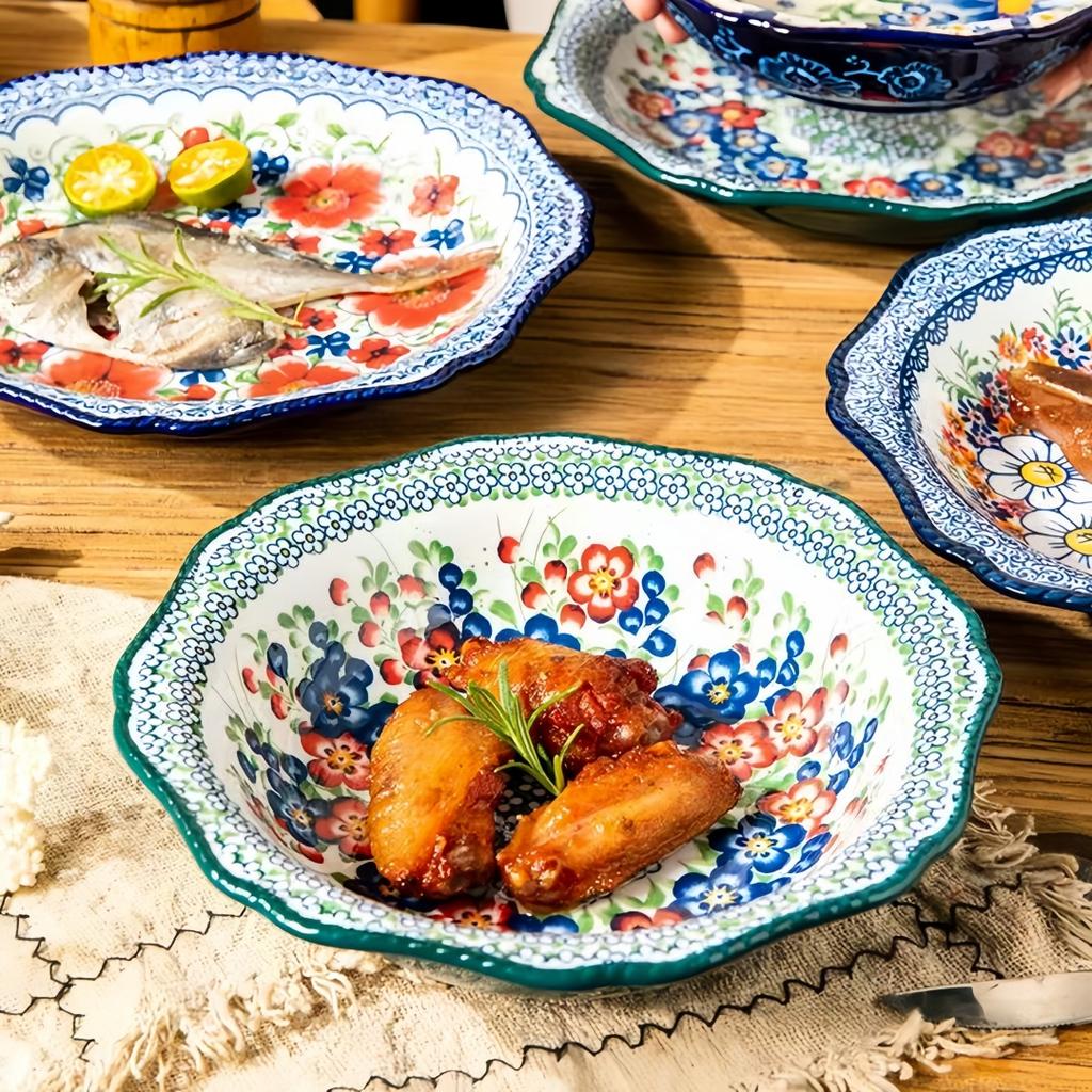 Keramický talíř v polském stylu domov vintage hluboký talíř snídaňový talíř přípravný talíř vysoká hodnota talíř na steak talíř na ovoce unikátní