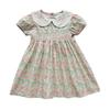 Handmade Floral Smocked Girl's Dress with Peter Pan Collar - Summer 2025 French Korean Style