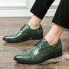 Large size pointed leather shoes men's size 38-48 green business dress wedding shoes British business dress leather shoes
