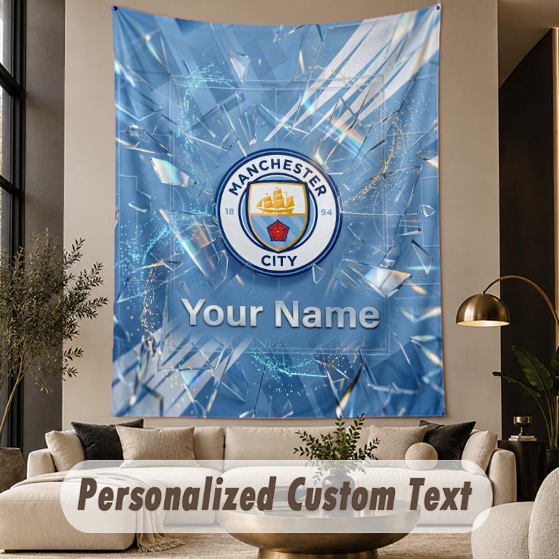 Custom Text Tapestry Manchester City Print Wall Tapestry Indoor Living Room Wall Decor