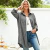 Women Shirt Lapel Long Sleeve Shirt Tops Striped Loose Fit Print Mid-length Summer Casual Tops Work