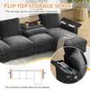 Chenille fabric sofa, L-shaped corner and two armrests with storage space. Fold-out coffee table with two drink holders, 1 USB, 1 Type-C. gray
