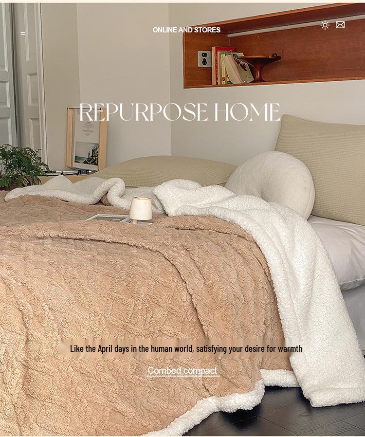 Exclusive Warm Lamb Fleece & Velvet Taffeta Blanket - Custom Thickened Solid Color