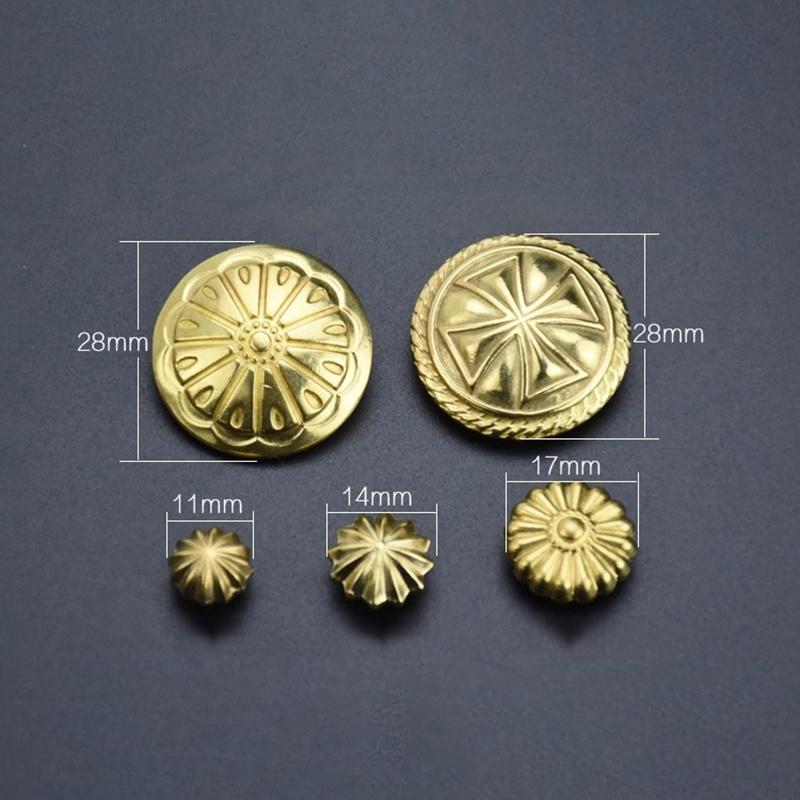 Boucle de Portefeuille Chrysanthème en Laiton Goujons Rivets Décoratifs en Cuir Premium pour DIY Maroquinerie Sac Réparation Accessoires