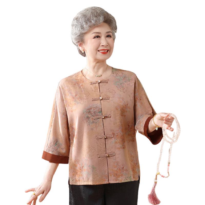 Elegant Summer Tops: Tang Suit Style for Mature Women