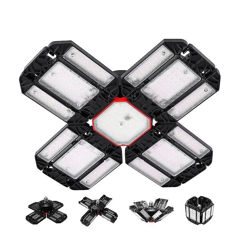 LED Garage Lights with 6+1/8+1/10+1 Adjustable Panels E26/E27 Ceiling Shop Work Lamp 150W 6500K Bulb for Workshop Industrial Lighting