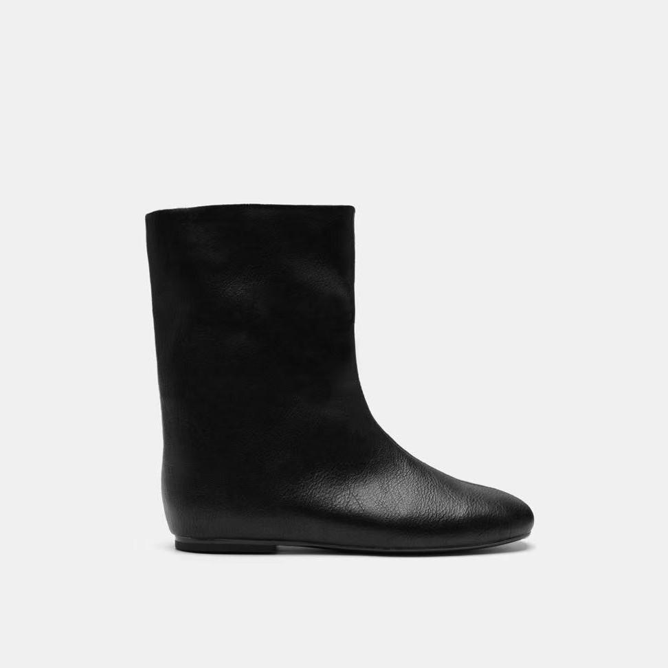 Cowhide version~ inner height increase French beige long knight boots women's boots square head thin boots straight fashion boots