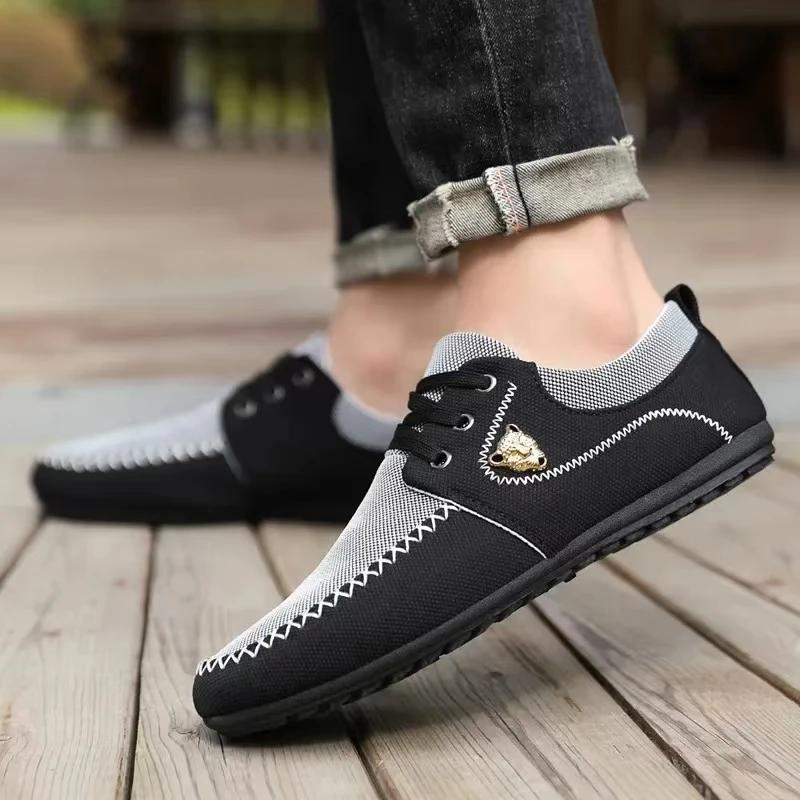 Herren Canvas Schuhe Mode Freizeitschuhe Atmungsaktiv Leicht Slipper Weiche Herren Flache Bequeme Slipper Herrenschuh Übergröße 48